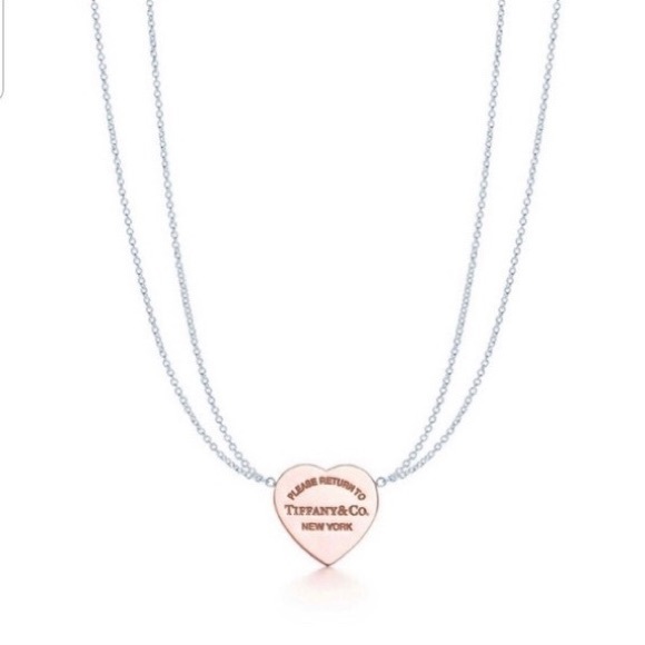 Tiffany Rose Gold Double Chain Heart Necklace